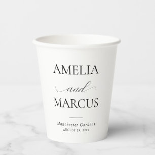 Elegante klassische Schrift Kalligrafie Hochzeit Pappbecher