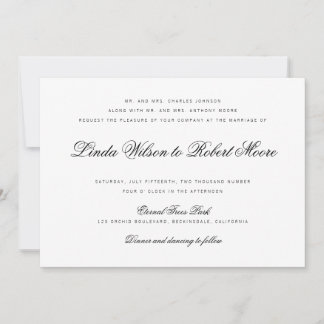 Elegante klassische Schrift Traditionelle Hochzeit Einladung