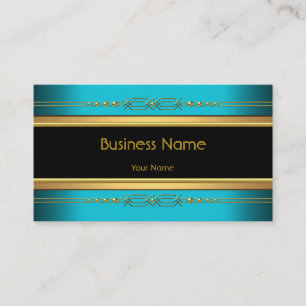 Elegante Klassische Schwarz Gelb Gold Türkis Blau Visitenkarte