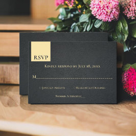 Elegante klassische Schwarz-Gold Moderne schicke H RSVP Karte