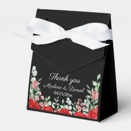 Elegante klassische Schwarz-Rot-Flora-Hochzeit Geschenkschachtel