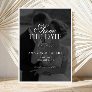 Elegante klassische Schwarz-Weiß-Foto-Hochzeit Save The Date