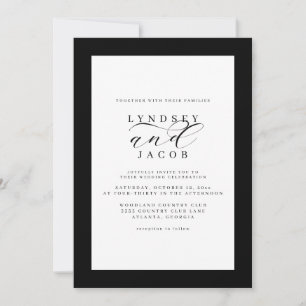 Elegante klassische Schwarz-Weiß-Hochzeit-Einladun Einladung