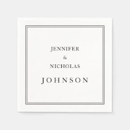 Elegante klassische Schwarz-Weiß-Hochzeit Serviette