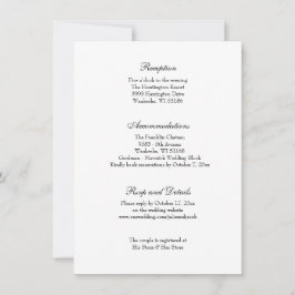 Elegante klassische Schwarz-Weiß-Hochzeitsempfehlu Einladung