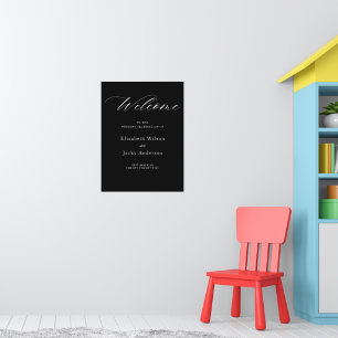 Elegante klassische Schwarz-Weiß-Kalligrafie-Hochz Poster