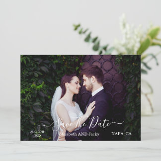 Elegante klassische Schwarz-Weiß-Kalligrafie-Hochz Save The Date