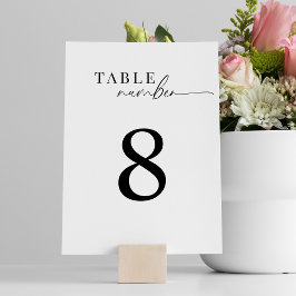 Elegante klassische Schwarz-Weiß-Script-Hochzeit Tischnummer