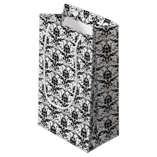 Elegante klassische Schwarz-weiße Damast Hochzeit Kleine Geschenktüte