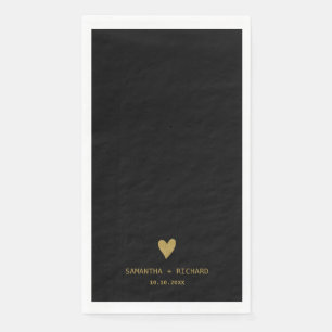 Elegante klassische schwarze und goldene Herz-Hoch Serviette