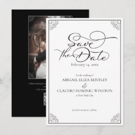 Elegante klassische schwarze und weiße Kalligrafie Save The Date