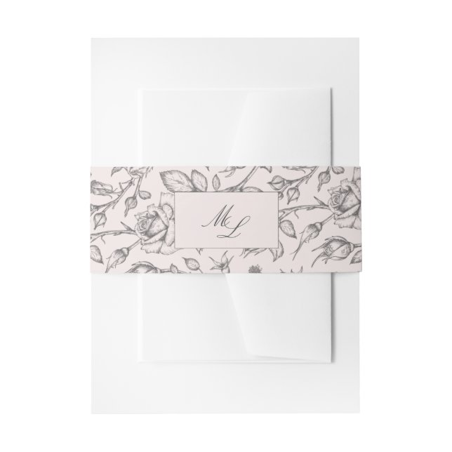 Elegante klassische Script-Monogram-Floral Wedding Einladungsbanderole (Vorderseite Beispiel)