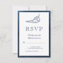 Elegante klassische Seashell Beach Hochzeit RSVP Karte
