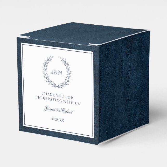 Elegante klassische Seewasserfarbe Monogram Hochze Geschenkschachtel (Vorderseite)