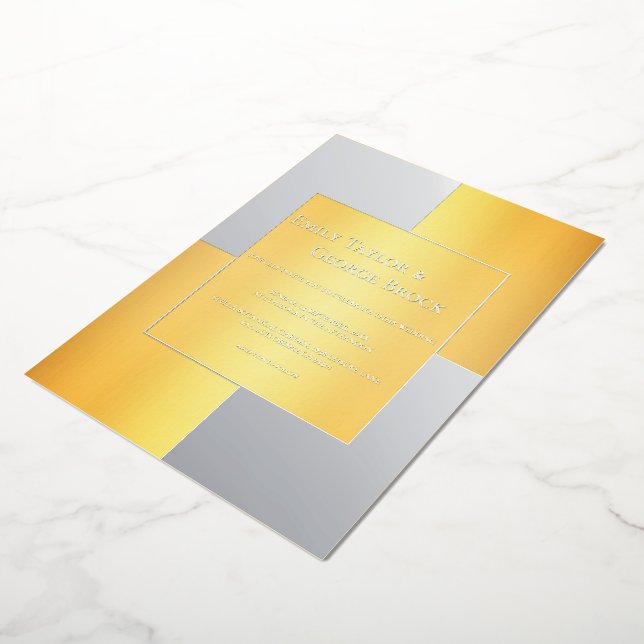 Elegante klassische Silber und Gold Moderne schick Folieneinladung (Gedreht)