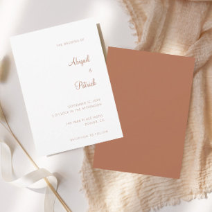 Elegante klassische Terrakotta- und weiße Hochzeit Einladung