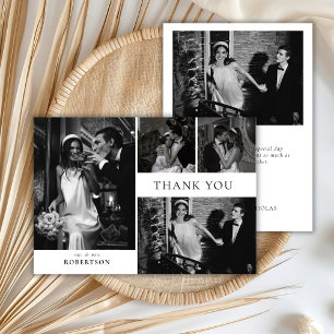 Elegante klassische Typografie Foto-Collage Hochze Dankeskarte