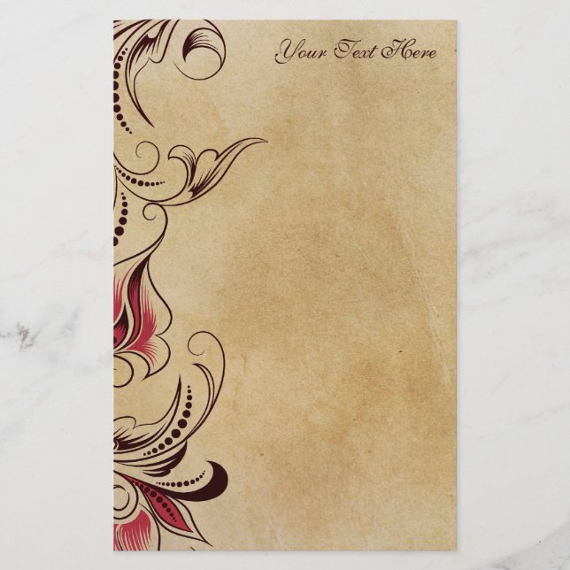 Elegante Klassische Vintage Blumenstationäre Briefpapier (Vorderseite)