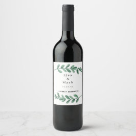 Elegante klassische Wasserfarben Grüne Blätter Hoc Weinetikett