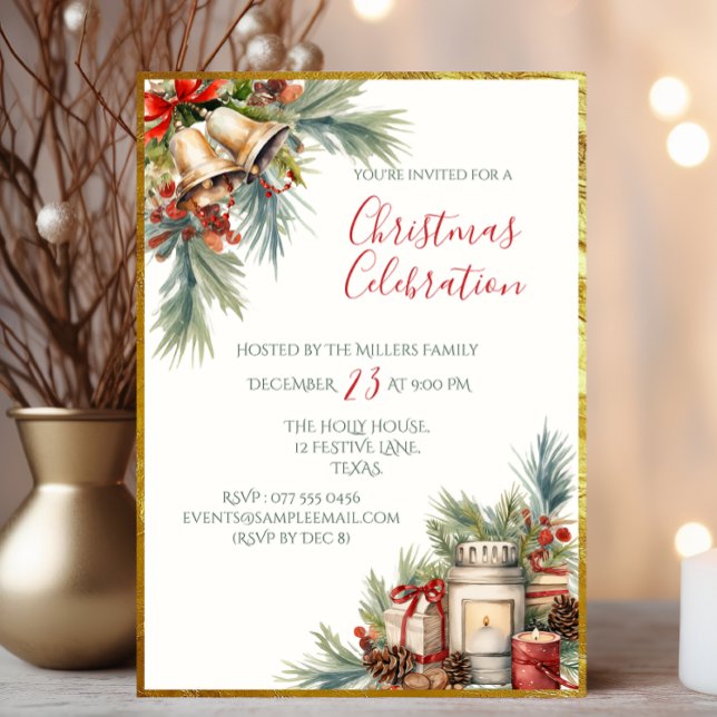 Elegante klassische Weihnachtszeit-Party Einladung (Von Creator hochgeladen)