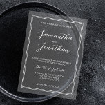 Elegante klassische White Calligraphy Script Weddi Acryleinladungen<br><div class="desc">Erleben Sie einen unvergesslichen ersten Eindruck mit dieser Acrylhochzeit-Einladung, die für moderne Paare auf der Suche nach einer minimalistischen und eleganten Ästhetik entworfen wurde. Diese durchsichtige Einladung zeigt ein wunderschönes Kalligraphieskript, kombiniert mit einem sauberen, modernen Schriftart in knackiger weißer Typografie, das Ihren Hochzeitsdetails eine Touch von Raffinesse verleiht. Das luxuriöse...</div>