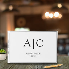 Elegante klassische White Monogram Wedding Gästebuch