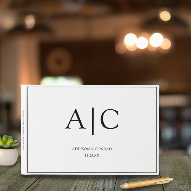 Elegante klassische White Monogram Wedding Gästebuch (Von Creator hochgeladen)