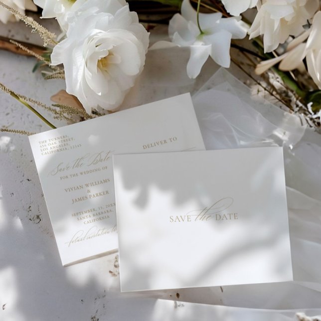 Elegante klassische White Save the Date Wedding Postkarte (Elegant Classic White Save the Date Wedding Postcard)