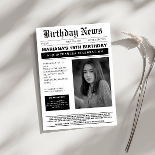 Elegante klassische Zeitung Quinceañera Einladung