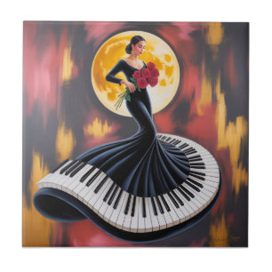 Elegante Klaviermusik Frau Kunst Design Fliese