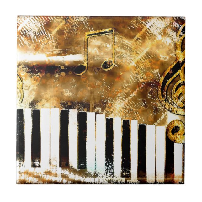 Elegante Klaviermusik und Noten Fliese (Vorderseite)