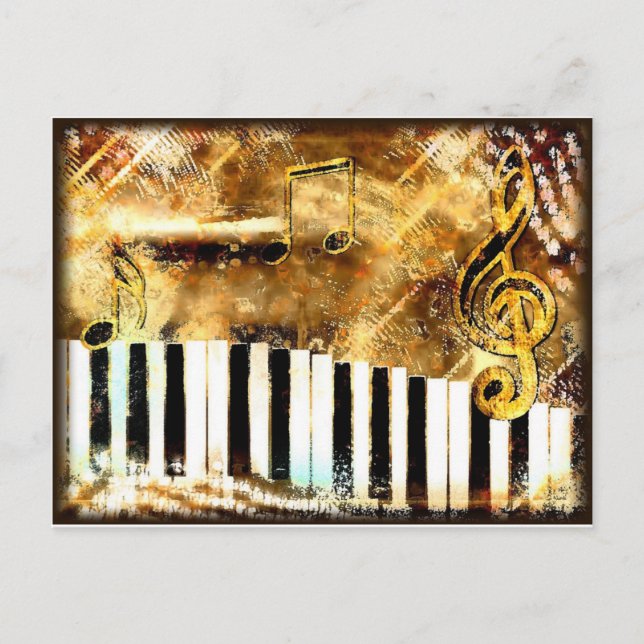 Elegante Klaviermusik und Noten Postkarte (Vorderseite)