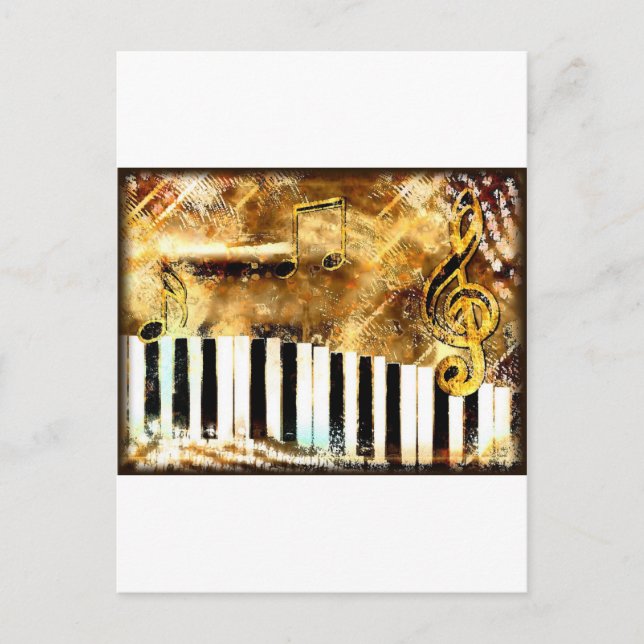 Elegante Klaviermusik und Noten Postkarte (Vorderseite)
