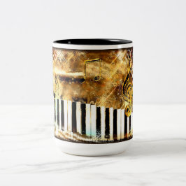 Elegante Klaviermusik und Noten Zweifarbige Tasse