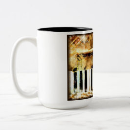 Elegante Klaviermusik und Noten Zweifarbige Tasse
