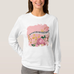 Elegante Klaviertasten & Rose Lover T-Shirt