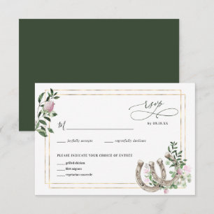 Elegante Kleeblatt-Hufeisen Botanische Hochzeit RSVP Karte