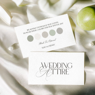 Elegante Kleiderordnung für Hochzeitskleidung Farb Begleitkarte