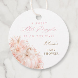 Elegante kleine Kürbis-Schleife Baby Shower Geschenkanhänger