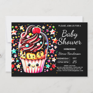 Elegante kleine Online Muffin Boy Baby Dusche Einladung