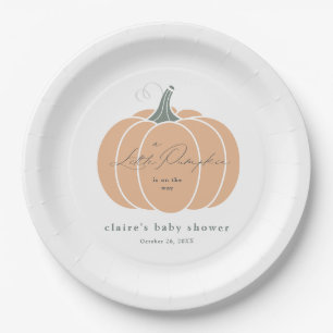 Elegante kleine orange Kürbis-Herbst-Baby-Party Pappteller