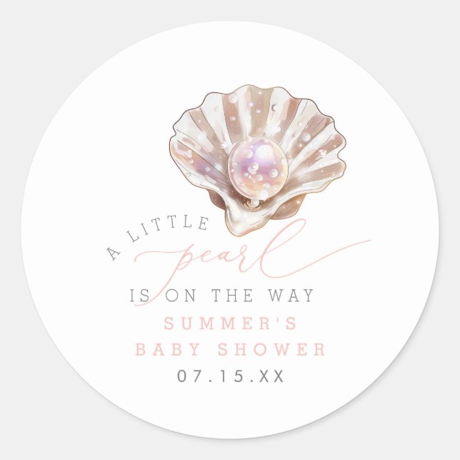 Elegante kleine Perle ist auf dem Weg zur Baby-Dus Runder Aufkleber (Vorderseite)
