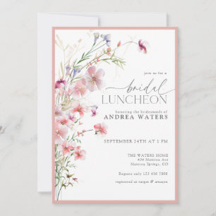 Elegante kleine rosa Blumen Braut-Luncheon Einladung