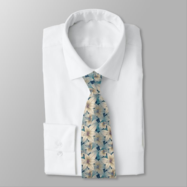 Elegante kleine weiße Blume Blumenmuster Bouquet M Krawatte (Gebunden)