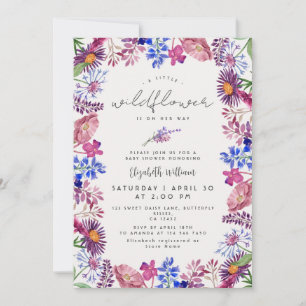 Elegante kleine Wildblumen-Aquarell-Baby-Party Einladung