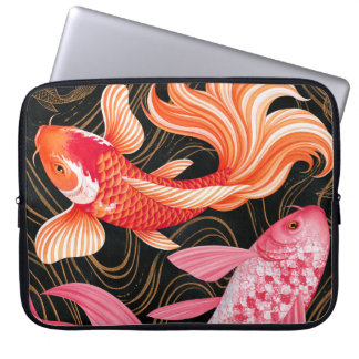 Elegante Koi-Fische japanische Wasserfarben Laptopschutzhülle