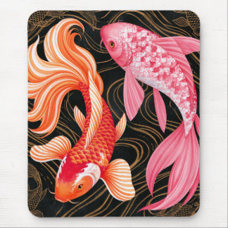 Elegante Koi-Fische japanische Wasserfarben Mousepad