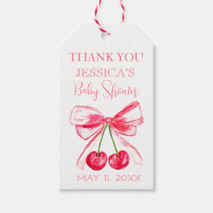Elegante Kokette Rosa Schleife Baby Shower Mädchen Geschenkanhänger