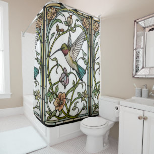 Elegante Kolibri-Kunst botanisch boho chic Duschvorhang