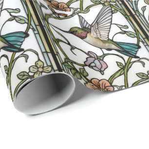 Elegante Kolibri-Kunstwerke botanisch boho chic Geschenkpapier